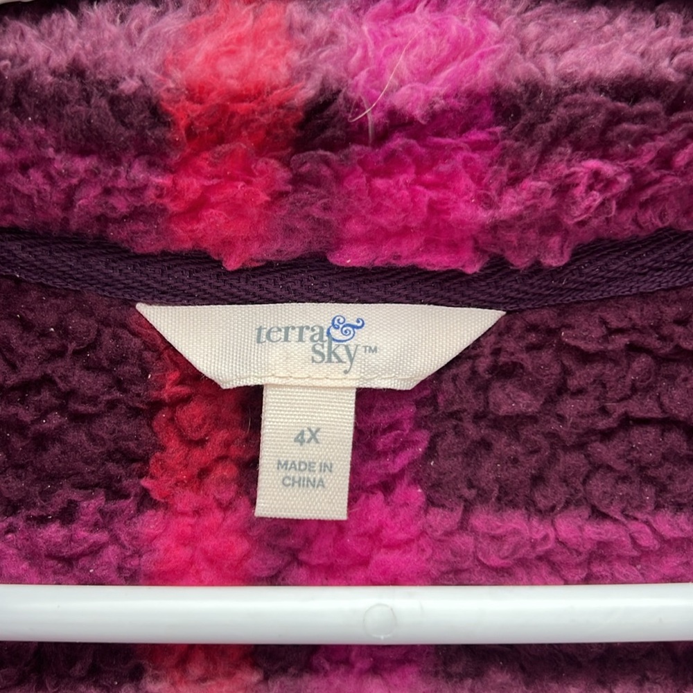 Terra & Sky Quarter Zip Faux Sherpa Pullover ~ Women’s 4X - Picture 3 of 6